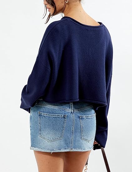 Women's Cashmere Lightweight V-Neck Cropped Sweater - Image 2