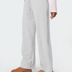 Women's Wide Leg Striped Casual Drawstring Pants