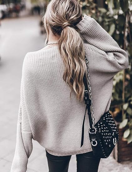 Women's Oversized Batwing Sleeve Stand Collar Pullover Sweater - Image 4