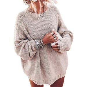 Women's Oversized Batwing Sleeve Stand Collar Pullover Sweater